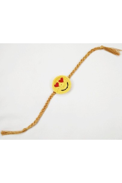 Happy Threads Handcrafted Smiley Crochet Raakhi Happy Threads Handcrafted Smiley Crochet Raakhi